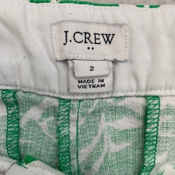 J Crew Printed Green White Basketweave Shorts Sz 2 - Picture 9 of 10